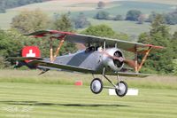Der Nieuport 23C-1 setzt nach einem Testflug in Grenchen zur Landung an Der Nieuport 23C-1 setzt nach einem Testflug in Grenchen zur Landung an
